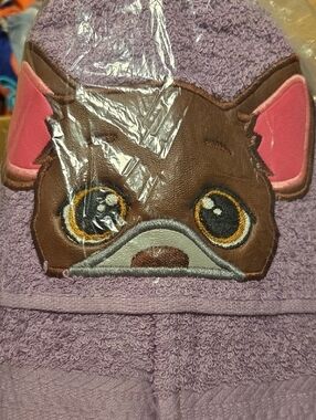 Kids Purple Hooded Bath Towel with Cute Puppy Face